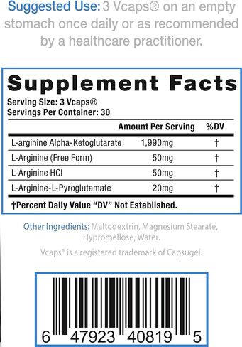 L Arginine Capsules, Nitric Oxide Booster, Amino Acid Supplement for Men and Women, Helps Build Muscle & Strength and Boost Energy, Blood Flow Support - 90 caps in Saudi Arabia