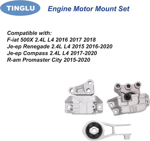 68363755AA Engine Motor Mount Set Compatible with 2016-2018 F-iat 500X/ 2015-2020 Je-ep Renegade 2017-2020 Compass 2.4L/ 2015-2020 R-am Promaster City 68363756AA 68258599AA in Saudi Arabia