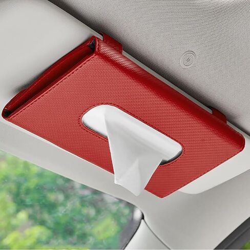 Car Napkins Holder - Car Visor Tissue Holder - Red Black Brown Beige Car Tissues Box Holder - Mask Dispenser for Sun Visor - Vehicle Leather Tissue Holder Backseat Tissue Paper Case in Saudi Arabia