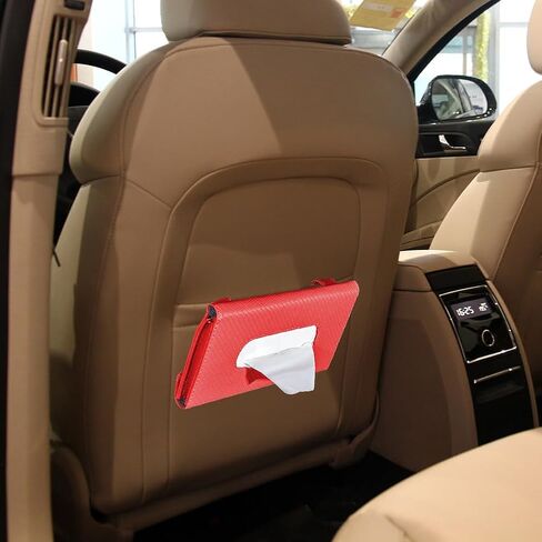 Car Napkins Holder - Car Visor Tissue Holder - Red Black Brown Beige Car Tissues Box Holder - Mask Dispenser for Sun Visor - Vehicle Leather Tissue Holder Backseat Tissue Paper Case in Saudi Arabia