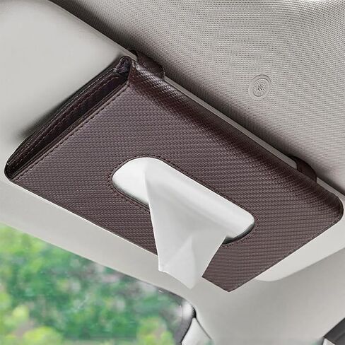 Car Napkins Holder - Car Visor Tissue Holder - Red Black Brown Beige Car Tissues Box Holder - Mask Dispenser for Sun Visor - Vehicle Leather Tissue Holder Backseat Tissue Paper Case in Saudi Arabia