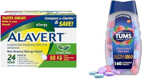 Alavert Allergy تخفيف 24 ساعة، نكهة الحمضيات، أقراص الحساسية المتحللة عن طريق الفم، مضادات الهيستامين غير النعاس، لوراتادين 10 ملغ، 18 قطعة in Kuwait