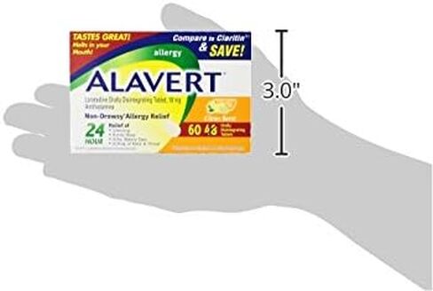 Alavert Allergy 24 Hour Relief, Citrus Burst Flavor, Orally Disintegrating Allergy Tablets, Non-drowsy Antihistamine, Loratadine 10mg, 18 Count in Saudi Arabia