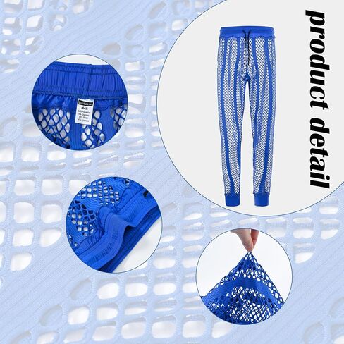 JINSHI Men's Fishnet Striped Lounge Pants Drawstring Lightweight Pyjama Trousers Legging Muscle UnderPants Swimwear in Kuwait