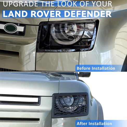 Aluminum Alloy Front Headlight Lamp Guard Trim Protector Cover Compatible with Land Rover Defender 90 110 130 2020-2024 Car Exterior Headlight Lampshade Protection Cover (Style A) in Saudi Arabia
