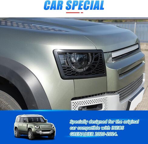 Aluminum Alloy Front Headlight Lamp Guard Trim Protector Cover Compatible with Land Rover Defender 90 110 130 2020-2024 Car Exterior Headlight Lampshade Protection Cover (Style A) in Saudi Arabia