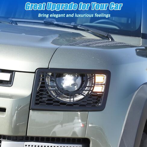 Aluminum Alloy Front Headlight Lamp Guard Trim Protector Cover Compatible with Land Rover Defender 90 110 130 2020-2024 Car Exterior Headlight Lampshade Protection Cover (Style A) in Saudi Arabia