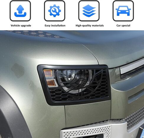 Aluminum Alloy Front Headlight Lamp Guard Trim Protector Cover Compatible with Land Rover Defender 90 110 130 2020-2024 Car Exterior Headlight Lampshade Protection Cover (Style A) in Saudi Arabia