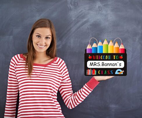 علامات المعلم الشخصية من SICOHOME للفصول الدراسية، علامات باب المعلم، علامة اسم المعلم لباب الفصل الدراسي، علامة تعليق اسم المعلم، ديكورات الفصول الدراسية لمرحلة ما قبل المدرسة الابتدائية in Kuwait
