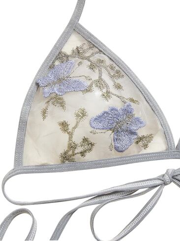 Embroidered Honeymoon Lingerie For Women Halter Neck Non Padded Bra & V-Strings, Womens Lingerie Set & Underwear in Kuwait