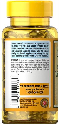 Puritan's Pride Vitamin D3 Mega Potency 5000 IU Bolsters Immune Health System Support and Healthy Bones & Teeth, Unflovored, 100 Count in Saudi Arabia