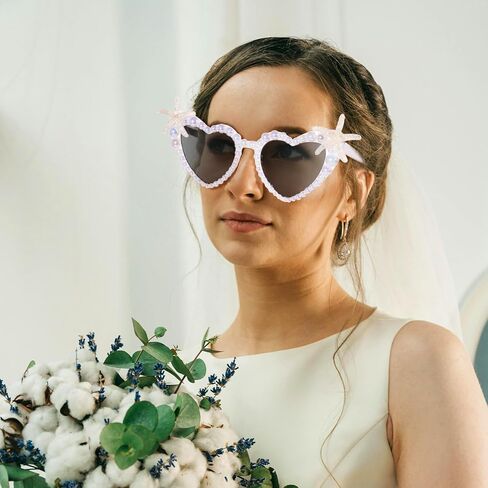 Bride Sunglasses For Bachelorette, Vintage Heart Glasses Bride To Be Gifts, White Rhinestone Glasses For Party Favors in Saudi Arabia