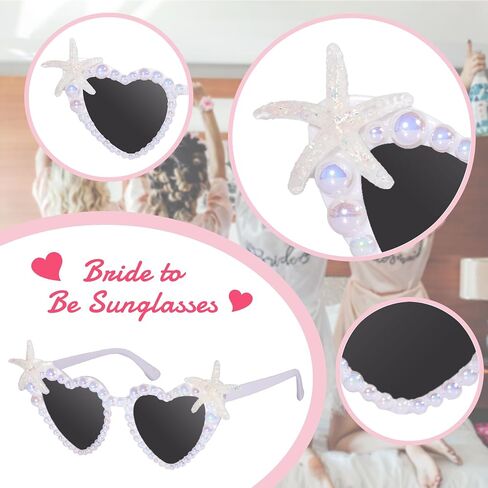 Bride Sunglasses For Bachelorette, Vintage Heart Glasses Bride To Be Gifts, White Rhinestone Glasses For Party Favors in Saudi Arabia