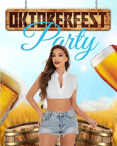 Women German Dirndl Blouse Bavarian Oktoberfest Costume Beer Festival Short Sleeve White Dirndl Shirts Crop Tops in Saudi Arabia