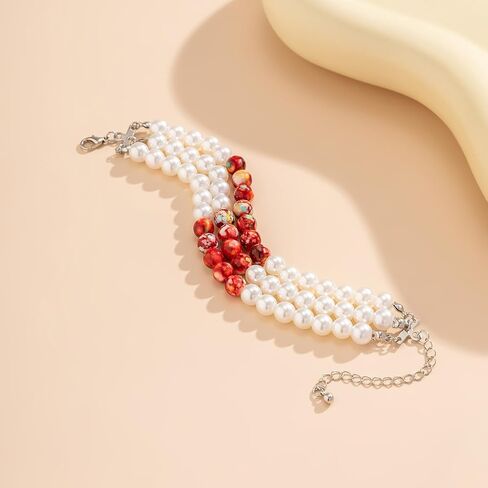 ALoveSoul Halloween Layered Pearls Victorian Style Gothic Blood Drops Tassel Collar Necklace/Bracelet/Earrings in Saudi Arabia