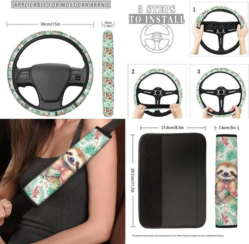 13 Pieces Frog Flower Car Accessories Full Set Includes Car Seat Cover Steering Wheel Shoulder Seat Belt Pads Cup Holder Chapstick Holder Keychain Decor in Saudi Arabia