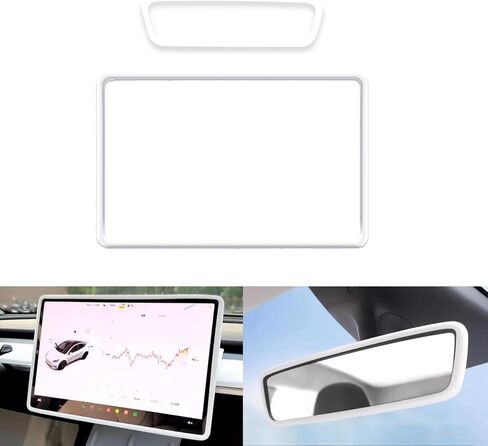 2PCS for 2017-2023 Tesla Model 3/2021-2024 Tesla Model Y Central Navigation Screen Protector Decorative Frame and Mirror Silicone Protective Cover Interior Accessories (Pink) in Kuwait
