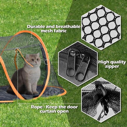 Cat Tent Outdoor, Pet Enclosure Tent Suitable for Cats and Small Animals, Indoor Playpen Portable Exercise Tent with Carry Bag（Black） in Kuwait