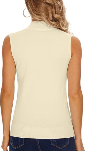 بلايز بدون أكمام برقبة وهمية للنساء، قمصان علوية محبوكة ناعمة ونحيفة in Kuwait