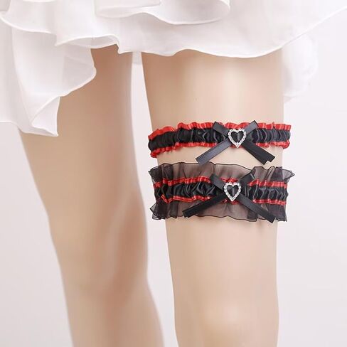 Wedding Bridal Legs Garter Set Elastic Prom Garter Belt Accessories for Women with Beads in Saudi Arabia
