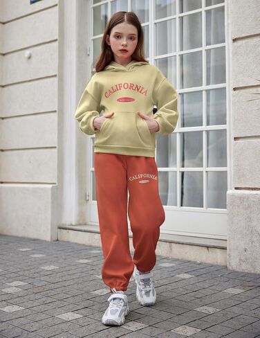 Arshinet Girls 2 Piece Outfits Hoodie Sweatsuit Sets Oversized Sweatshirt and Baggy Fall Fashion Sweatpant with Pockets in Saudi Arabia