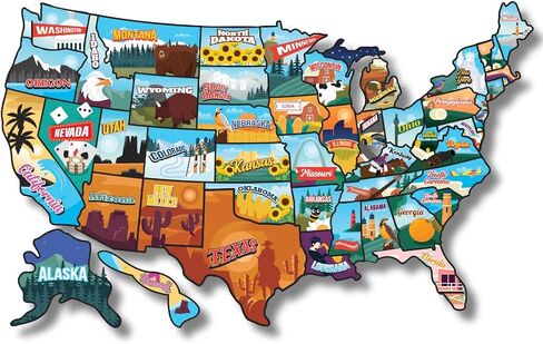 RV State Map Sticker | 17"x11" USA Travel Map for RV | Durable, Weather-Resistant, UV Protected | RV Sticker for United States | Track Your Road Trip Adventures with Peel-and-Stick State Decals in Saudi Arabia