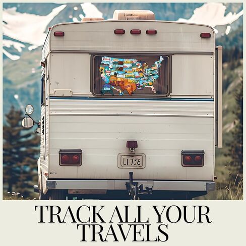 RV State Map Sticker | 17"x11" USA Travel Map for RV | Durable, Weather-Resistant, UV Protected | RV Sticker for United States | Track Your Road Trip Adventures with Peel-and-Stick State Decals in Saudi Arabia