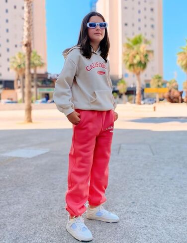 Arshinet Girls 2 Piece Outfits Hoodie Sweatsuit Sets Oversized Sweatshirt and Baggy Fall Fashion Sweatpant with Pockets in Saudi Arabia