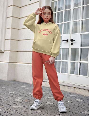 Arshinet Girls 2 Piece Outfits Hoodie Sweatsuit Sets Oversized Sweatshirt and Baggy Fall Fashion Sweatpant with Pockets in Saudi Arabia