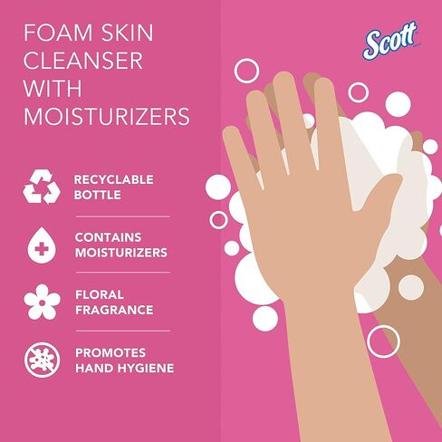 Scott® Foam Hand Soap with Moisturizers (91552), 1.0 L Pink, Floral Scent Manual Hand Soap Refills for compatible Scott® Essential Manual Dispensers (6 Bottles/Case) in Saudi Arabia