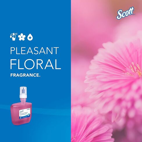 Scott® Foam Hand Soap with Moisturizers (91552), 1.0 L Pink, Floral Scent Manual Hand Soap Refills for compatible Scott® Essential Manual Dispensers (6 Bottles/Case) in Saudi Arabia