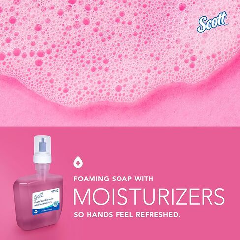 صابون يد رغوي من Scott® مع مرطبات (91592)، عبوات صابون يد أوتوماتيكية باللون الوردي برائحة الزهور سعة 1.2 لتر لموزعات Kimberly-Clark Professional™ ICON™ وScott® Pro™ الأوتوماتيكية (زجاجتان/علبة) in Kuwait