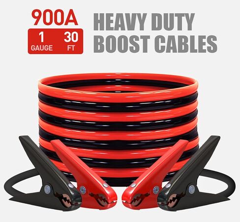 AUTOGEN Heavy Duty Jumper Cables, Booster Cables 1 Gauge 25Feet 900AMP Automotive Jumper Cables Kit for Car, SUV, and Trucks with Professional Clamps and Carrying Bag in Kuwait