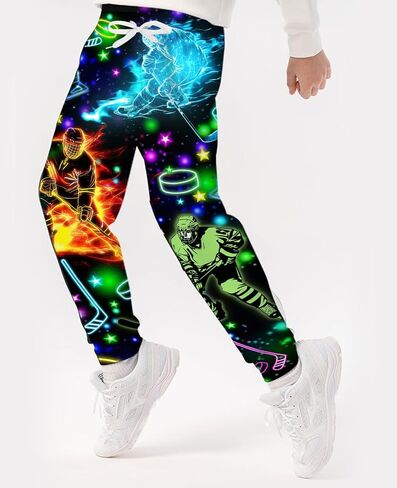 Idgreatim 6-16T Boys Jogger Pants Funny 3D Graphic Sweatpants Kids Casual Sport Trousers with Pockets in Saudi Arabia