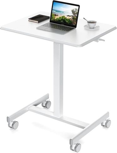 Sweetcrispy Small Mobile Rolling Standing Desk - Overbed Table, Teacher Podium with Wheels, Adjustable Work Table, Rolling Desk Laptop Computer Cart for Home, Office, Classroom in Saudi Arabia