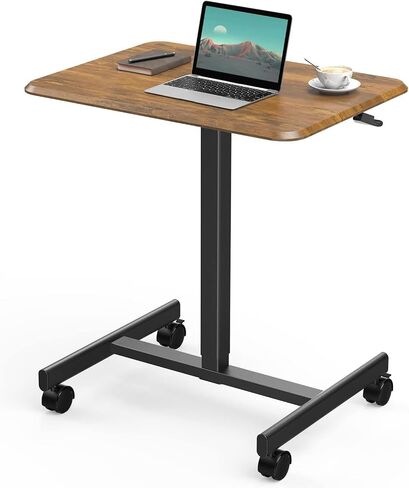 Sweetcrispy Small Mobile Rolling Standing Desk - Overbed Table, Teacher Podium with Wheels, Adjustable Work Table, Rolling Desk Laptop Computer Cart for Home, Office, Classroom in Saudi Arabia