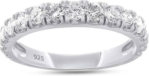 1 Carat (ctw) Half Eternity Style Ring, Lab Grown Diamond Wedding Band Ring For Women In 14k Gold Over 925 Sterling Silver Jewelry Gifts For Her (1 Ct) in Saudi Arabia