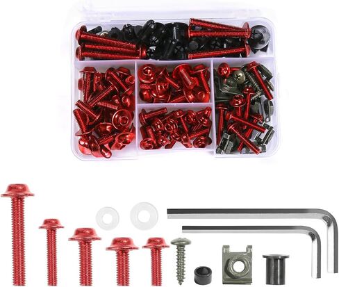 مجموعات كاملة من مجموعات البراغي الانسيابية العالمية، أدوات تثبيت مناسبة لـ GSXR600 750 1000 GSX1300R CBR600RR 1000RR CBR1100XX، YZF R3 R6 R1، NINJA 300 650R، ZX-6R ZX-10R ZX-14 (أسود) in Kuwait