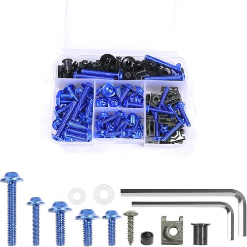 مجموعات كاملة من مجموعات البراغي الانسيابية العالمية، أدوات تثبيت مناسبة لـ GSXR600 750 1000 GSX1300R CBR600RR 1000RR CBR1100XX، YZF R3 R6 R1، NINJA 300 650R، ZX-6R ZX-10R ZX-14 (أسود) in Kuwait