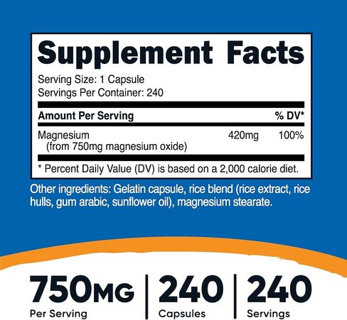 Nutricost Magnesium Oxide 750mg, 240 Capsules (2 Bottles) in Saudi Arabia