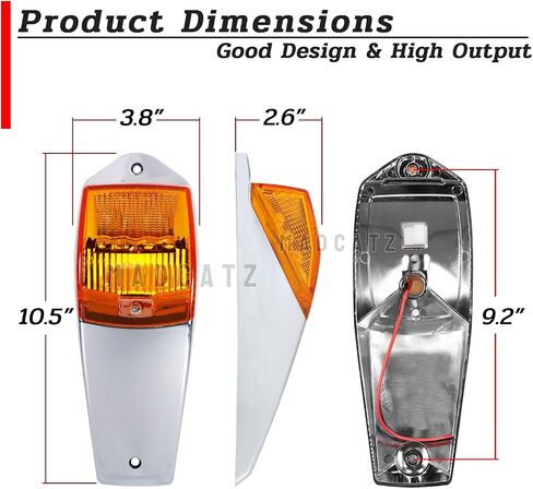 10.5 Inch Smoked Lens Amber Light 17 LED Top Roof Marker Running Lights with Chrome Bezel Base for Truck Trailer Light Peterbilt Kenworth Freightliner Mack Autocar Hayes 5PCS in Saudi Arabia