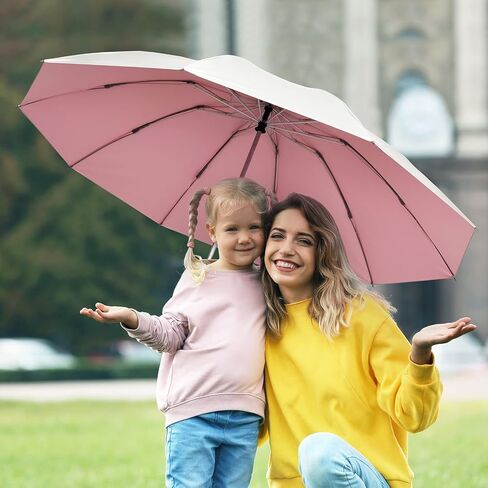 G4Free 2 حزمة UPF 50+ حماية من الأشعة فوق البنفسجية 54 بوصة مظلة سفر عكسية كبيرة، 10 أضلاع مقاومة للرياح مدمجة تحجب الشمس مظلات سيارة مقلوبة إغلاق تلقائي (أزرق ووردي) in Kuwait