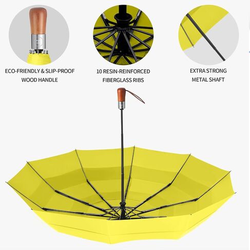 Golf Umbrella Windproof - Triple Canopy Umbrellas for Rain Windproof, Automatic Open & Close Compact Umbrellas - Portable Umbrellas for BackPack Car with 10 Strong Reinforced Fiberglass Ribs in Saudi Arabia