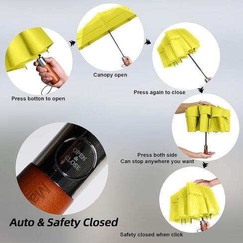 Golf Umbrella Windproof - Triple Canopy Umbrellas for Rain Windproof, Automatic Open & Close Compact Umbrellas - Portable Umbrellas for BackPack Car with 10 Strong Reinforced Fiberglass Ribs in Saudi Arabia