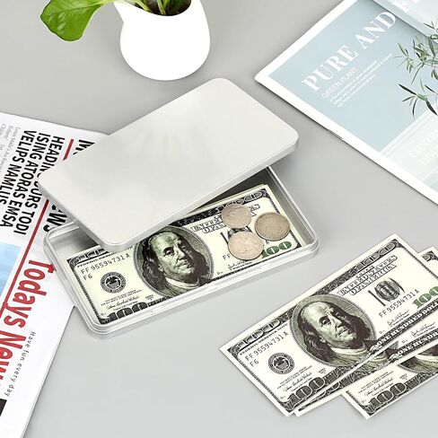 Hipiwe Metal Rectangular Cash Box with Lid - 4 Packs Currency Tray Money Holder Black Metal Empty Box Container Small Dollar Bill Storage Tin Box for Cash Coin Jewelry Stamps Organizer in Kuwait