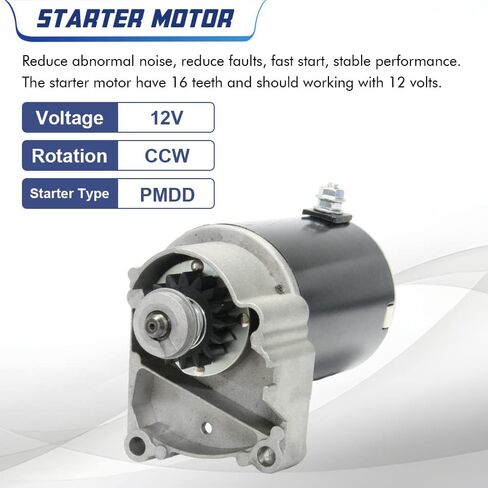 Starter Motor Compatible with Briggs V Twin 14HP 16HP 18HP with Replace OE Part # 393017 498148 394674 394808 497596 399928 495100 in Kuwait