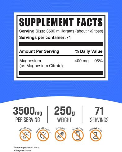 BulkSupplements.com مسحوق سيترات المغنيسيوم - مكمل المغنيسيوم، ملين سيترات المغنيسيوم، سيترات المغنيسيوم 400 ملغ - سيترات المغنيسيوم النقي، خالي من الغلوتين - 3500 ملغ لكل وجبة، 1 كجم (2.2 رطل) in Saudi Arabia