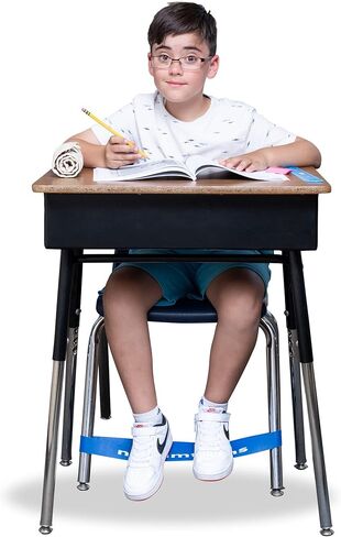 Super-Strong Chair Bands for Kids with Fidgety Feet, 12-Pack - Extra-Thick Flexible Fidget Bands Help Kids Focus & Learn, Stretch up to 28 Inches to Fit Most Classroom Chairs, Assorted Colors in Kuwait