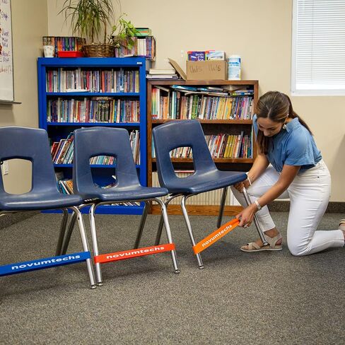 Super-Strong Chair Bands for Kids with Fidgety Feet, 12-Pack - Extra-Thick Flexible Fidget Bands Help Kids Focus & Learn, Stretch up to 28 Inches to Fit Most Classroom Chairs, Assorted Colors in Kuwait