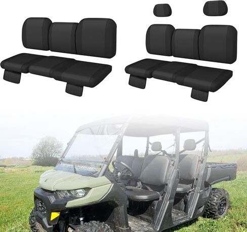 Defender Seat Covers with Storage Pockets - Waterproof PU Coatin Compatible with 2016-2024 Can Am Defender All Models, Split Bench Seat Covers for UTV, Defender Accessories in Saudi Arabia